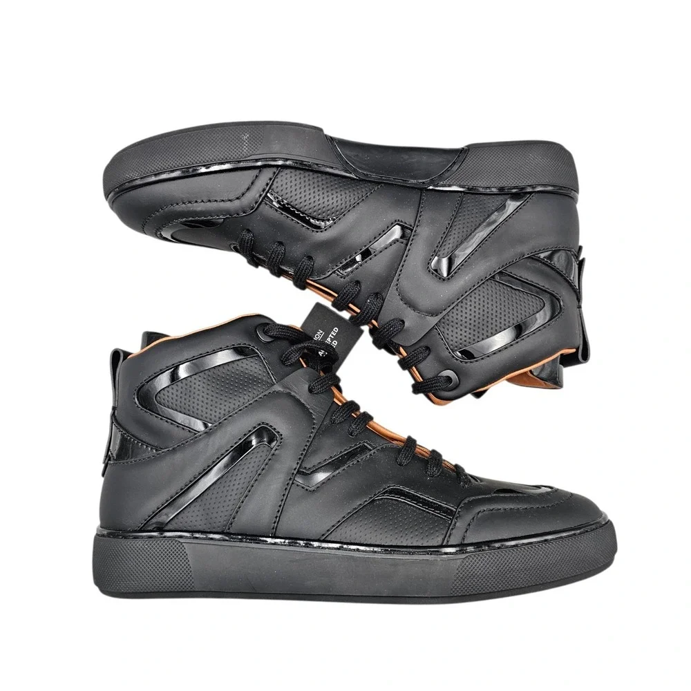 Ermenegildo Zegna Tiago Black Leather High Top Sneakers Mens Size 10 US A5212X